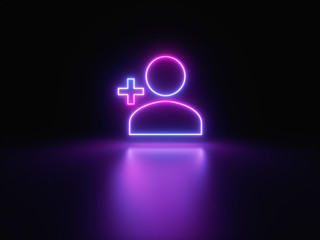 Blue and purple neon light icon isolated in black background. Vibrant colors, laser show. 3d rendering - illustration.