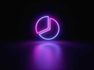 Blue and purple neon light icon isolated in black background. Vibrant colors, laser show. 3d rendering - illustration.