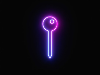 Blue and purple neon light icon isolated in black background. Vibrant colors, laser show. 3d rendering - illustration.