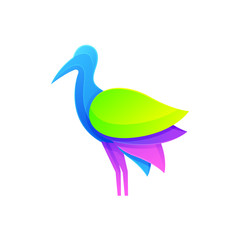 Heron Bird Modern Logo Illustration Vector Template