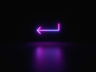 Blue and purple neon light icon isolated in black background. Vibrant colors, laser show. 3d rendering - illustration.