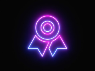 Blue and purple neon light icon isolated in black background. Vibrant colors, laser show. 3d rendering - illustration.