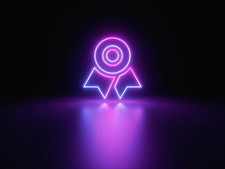 Blue and purple neon light icon isolated in black background. Vibrant colors, laser show. 3d rendering - illustration.