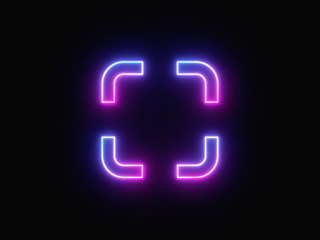 Obraz premium Blue and purple neon light icon isolated in black background. Vibrant colors, laser show. 3d rendering - illustration.