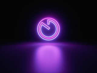 Blue and purple neon light icon isolated in black background. Vibrant colors, laser show. 3d rendering - illustration.