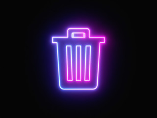 Blue and purple neon light icon isolated in black background. Vibrant colors, laser show. 3d rendering - illustration.