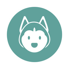 head of cute dog, block and flat style icon