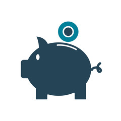 Isolated piggy with coin silhouette style icon vector design