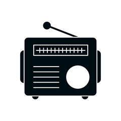 music radio silhouette style icon vector design