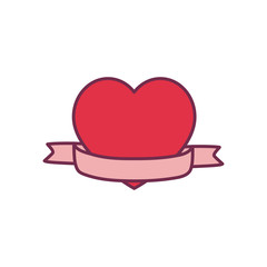 Isolated heart with ribbon line and fill style icon vector design