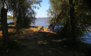 Beautiful spring landscape Delta of the Volga. Astrakhan Region. Wild nature of Russia.