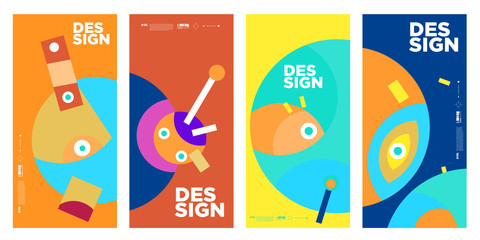 Vector Abstract Colorful Geometric and Curvy pattern background illustration. Set of Abstract Tribal Ethnic background for Cover, Poster, and print in Eps 10