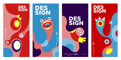 Vector Abstract Colorful Geometric and Curvy pattern background illustration. Set of Abstract Tribal Ethnic background for Cover, Poster, and print in Eps 10