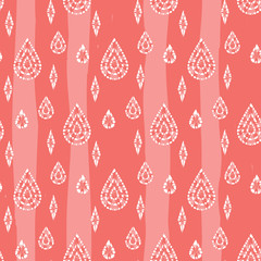 Vector red shibori abstract teardrops and diamonds seamless pattern. Suitable for textile, gift wrap and wallpaper.