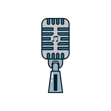 music microphone line and fill style icon vector design