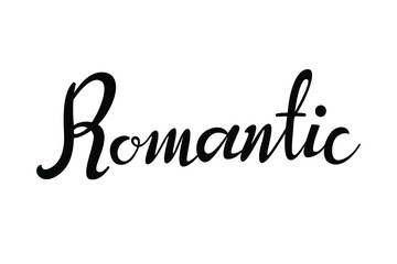 romantic text in brush style vector