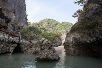 Thailand island rocks and caves.