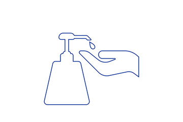 Hand wash gel icon on white background. Hand sanitizer sign and symbol.