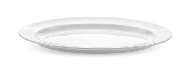 white ceramics plate on white background.