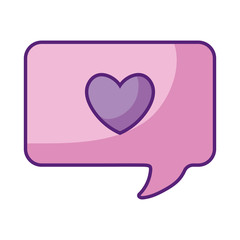 speech bubble with heart icon, flat style