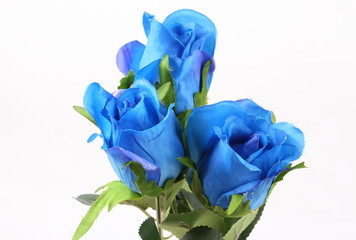 Blue colorful textile rose closeup
