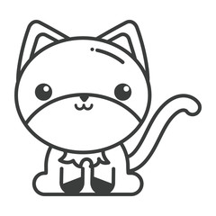 cute cat on white background, line style icon