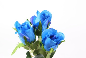 Blue colorful textile rose closeup