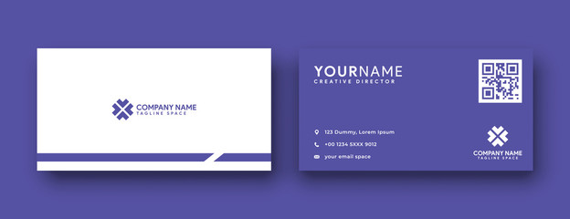 flat purple business card. modern and clean double sided business card template design