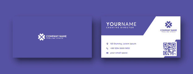 flat purple business card. modern and clean double sided business card template design