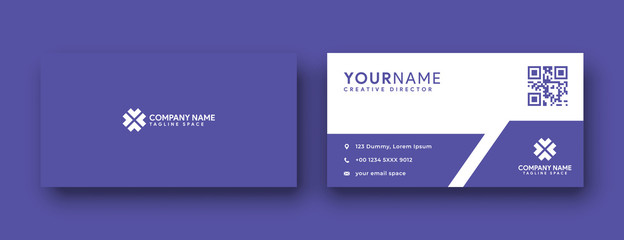flat purple business card. modern and clean double sided business card template design