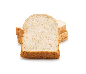 Slice Fresh whole wheat bread isolated on white background, clipping path