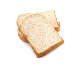 Slice Fresh whole wheat bread isolated on white background, clipping path
