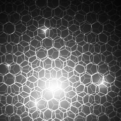 Vector : Abstract white honeycomb on black background