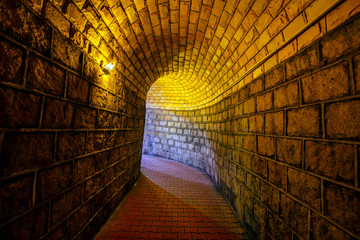 underground passage in rock masonry