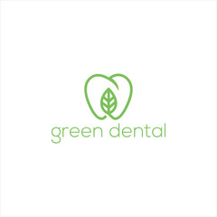 green leaf dental vector logo design illustration