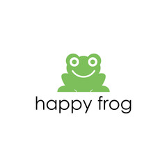 green happy frog toad logo design vector