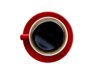 Red coffee cup on a white background.