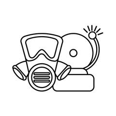 breathing mask with alarm on white background