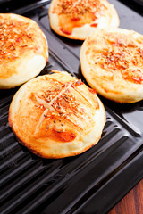 The toasted steamed bread on the plate