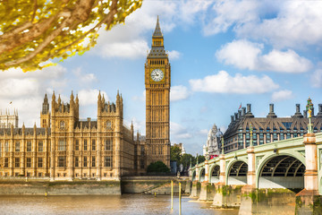 London  Europe travel destination in spring. Big Ben background summer vacation.