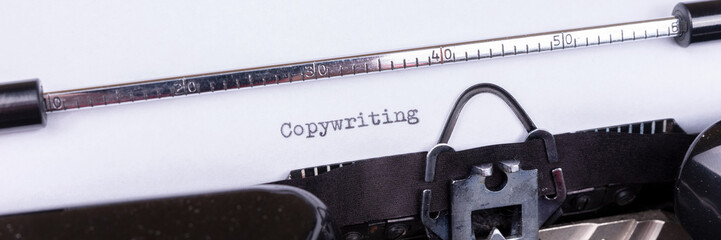 Copywriting - written on an old black typewriter