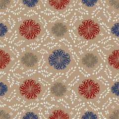 Seamless abstract ikat pattern with the image of floral ornament.