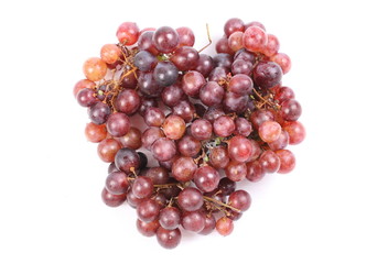 Red grape with water drops, closeup, isolated on white background