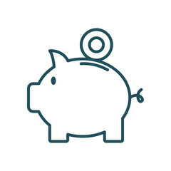 Isolated piggy with coin line style icon vector design