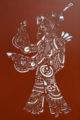 Cartoon figures carved on steel plates