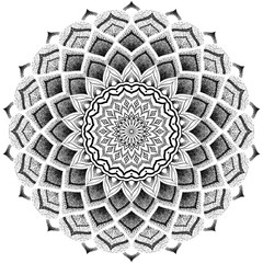 Mandala dots work tattoo design illustration on a white 