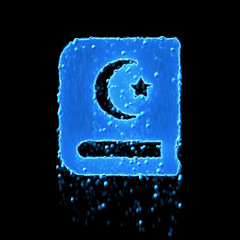 Wet symbol quran is blue. Water dripping