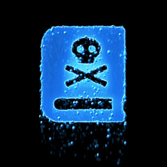 Wet symbol book dead is blue. Water dripping