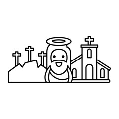 church with jesus in white background