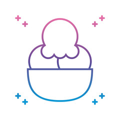 ice cream bowl icon, gradient line style